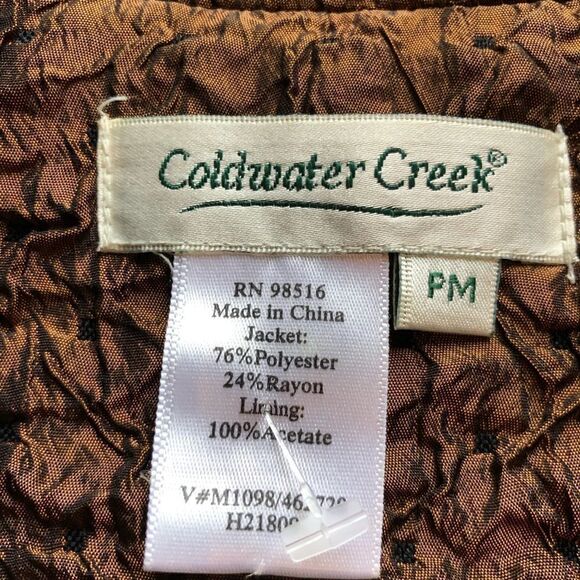 Coldwater Creek Crinkle Quilted Jacket Copper Petite Medium NWOT - Picture 2 of 8